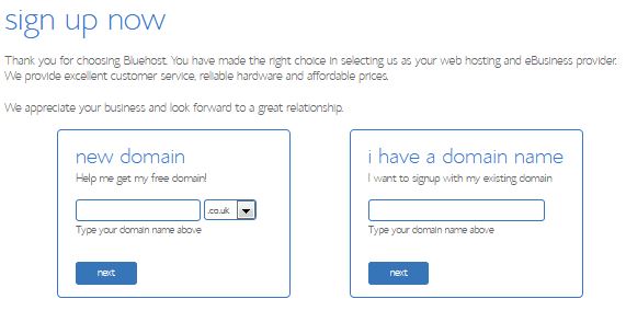 Bluehost Signup